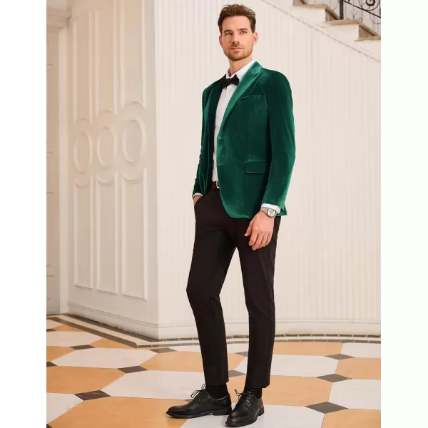 GRACE KARIN Mens Velvet Blazer Two Button Slim Fit Suit Jacket Sports Coats for Men Prom Wedding Dinner PartyGreen