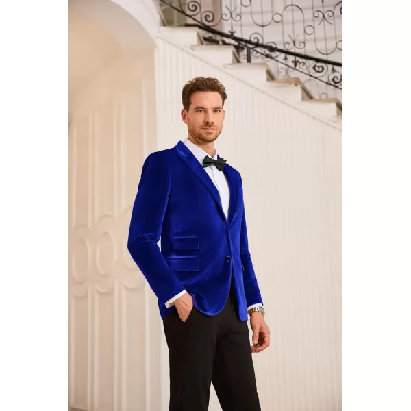 GRACE KARIN Mens Velvet Blazer Two Button Slim Fit Suit Jacket Sports Coats for Men Prom Wedding Dinner PartyRoyal Blue