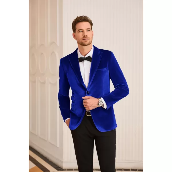 GRACE KARIN Mens Velvet Blazer Two Button Slim Fit Suit Jacket Sports Coats for Men Prom Wedding Dinner PartyRoyal Blue