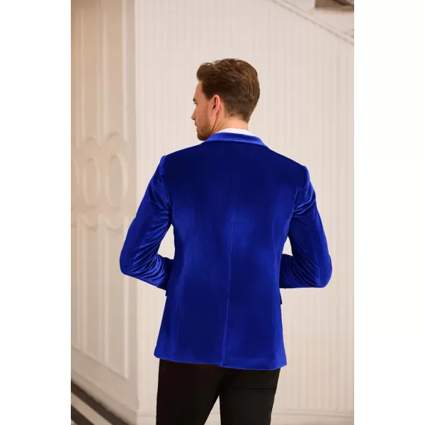 GRACE KARIN Mens Velvet Blazer Two Button Slim Fit Suit Jacket Sports Coats for Men Prom Wedding Dinner PartyRoyal Blue