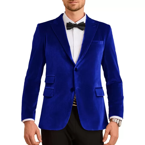 GRACE KARIN Mens Velvet Blazer Two Button Slim Fit Suit Jacket Sports Coats for Men Prom Wedding Dinner PartyRoyal Blue