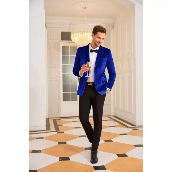 GRACE KARIN Mens Velvet Blazer Two Button Slim Fit Suit Jacket Sports Coats for Men Prom Wedding Dinner PartyRoyal Blue