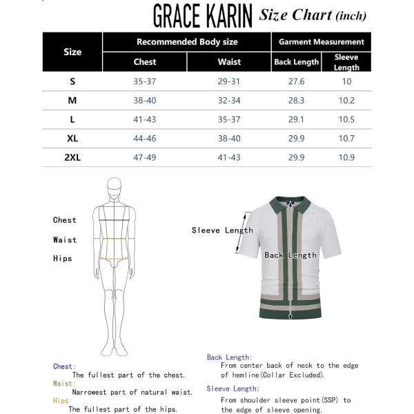 GRACE KARIN Mens Zipper Polo Shirts Short Sleeve Vintage Knit Stripe Golf Shirts for MenBlue