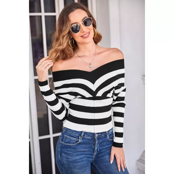 GRACE KARIN Off The Shoulder Sweaters for Women Sexy VNeck Casual Long Sleeve Knitted TopGRACE KARIN Off The Shoulder Sweaters for Women Sexy VNeck Casual Long Sleeve Knitted Top