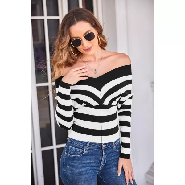 GRACE KARIN Off The Shoulder Sweaters for Women Sexy VNeck Casual Long Sleeve Knitted TopGRACE KARIN Off The Shoulder Sweaters for Women Sexy VNeck Casual Long Sleeve Knitted Top