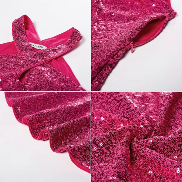 GRACE KARIN Sequin Halter Tops for Women 2023 Christmas Sleeveless Peplum Sparkle Tops Party Club Dressy ShirtRose Red
