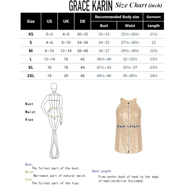 GRACE KARIN Sequin Halter Tops for Women Sleeveless Dressy Sparkle Tank Camisole Tops Party Club Cocktail Vest ShirtBlack