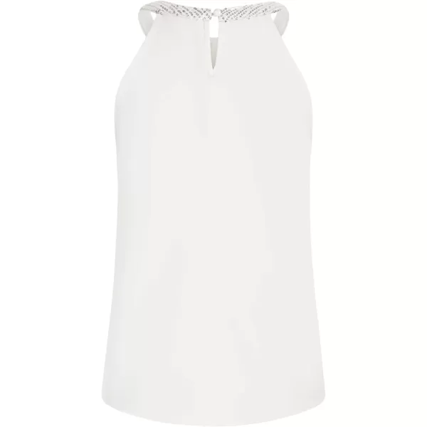 GRACE KARIN Sequin Halter Tops for Women Sleeveless Dressy Sparkle Tank Camisole Tops Party Club Cocktail Vest ShirtSilver White