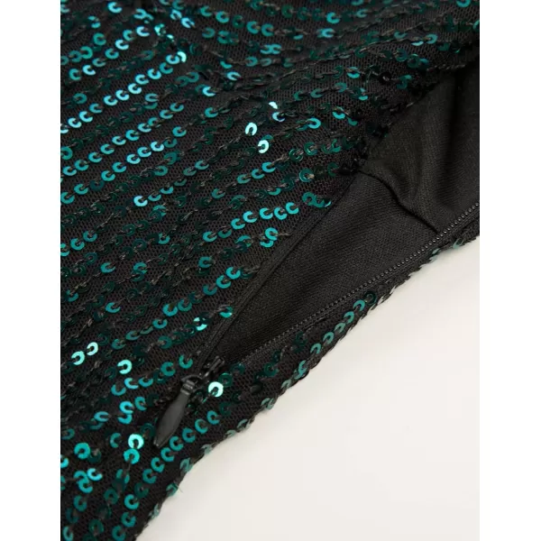 GRACE KARIN Sequin Ruffle Tops for Women Short Sleeve Dressy Sparkly Tops Ruched Wrap Blouse Party Club Cocktail Shirt1328 Green
