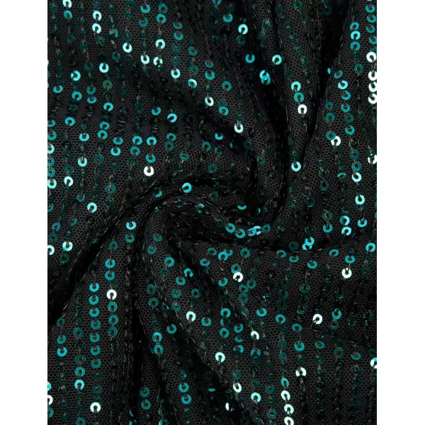 GRACE KARIN Sequin Ruffle Tops for Women Short Sleeve Dressy Sparkly Tops Ruched Wrap Blouse Party Club Cocktail Shirt1328 Green