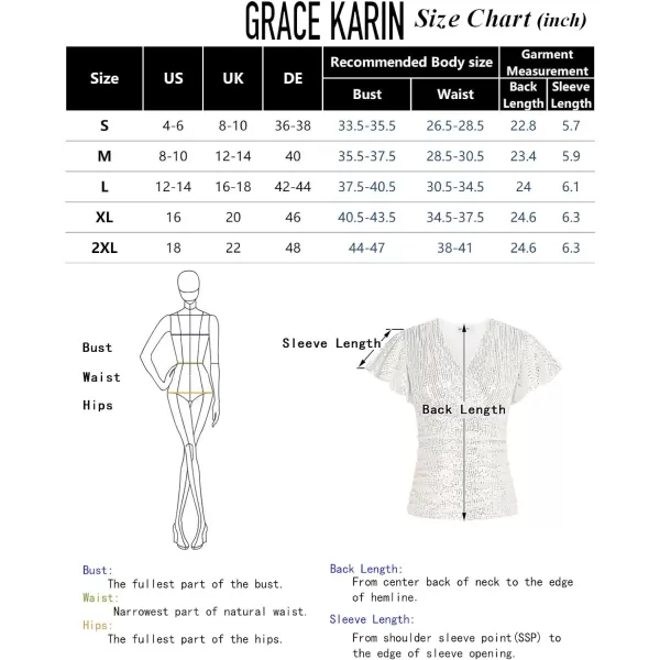 GRACE KARIN Sequin Ruffle Tops for Women Short Sleeve Dressy Sparkly Tops Ruched Wrap Blouse Party Club Cocktail ShirtBlack