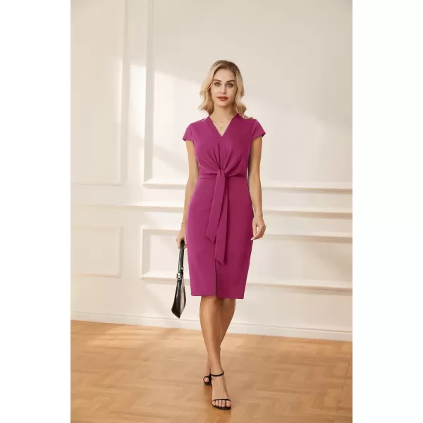 GRACE KARIN Sequin Sparkly Dresses for Women Glitter Front Tie Cap Sleeves V Neck Midi Bodycon Cocktail DressRose Red