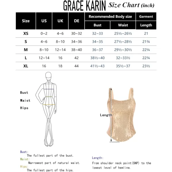 GRACE KARIN Sequin Tank Tops for Women Bustier Corset Top Sparkle Sexy Slim Camisole Sleeveless PartyBlack