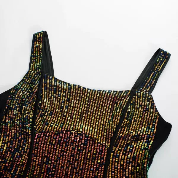 GRACE KARIN Sequin Tank Tops for Women Bustier Corset Top Sparkle Sexy Slim Camisole Sleeveless PartyDazzling Black