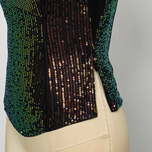 GRACE KARIN Sequin Tank Tops for Women Bustier Corset Top Sparkle Sexy Slim Camisole Sleeveless PartyDazzling Black