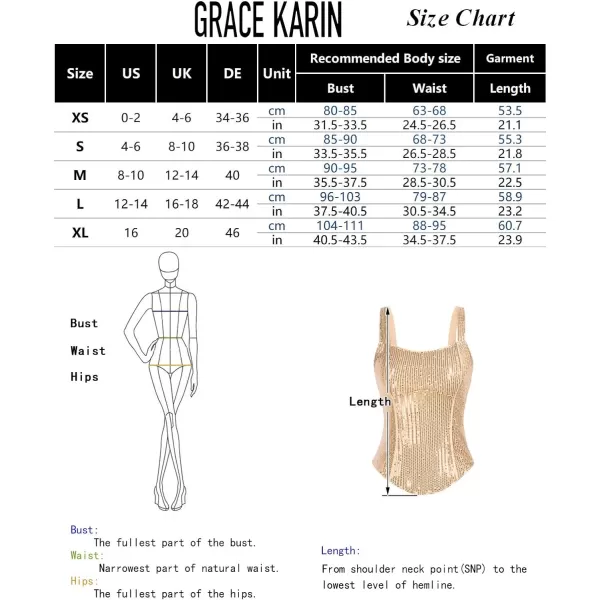 GRACE KARIN Sequin Tank Tops for Women Bustier Corset Top Sparkle Sexy Slim Camisole Sleeveless PartySky Blue