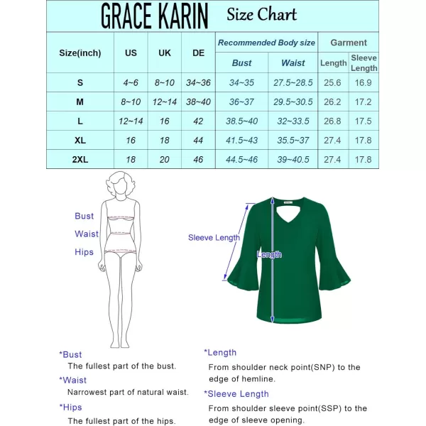 GRACE KARIN Sequin Tops for Women 34 Bell Sleeve VNeck CutOut Shiny Metallic Sparkly Glitter Party Tops BlouseSolid Wine Red