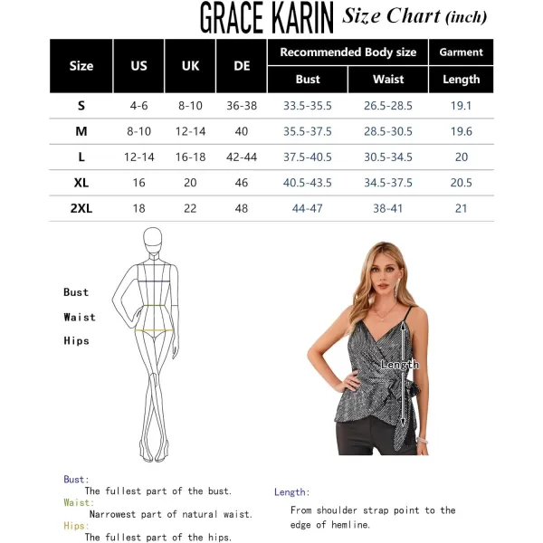 GRACE KARIN Sequin Tops for Women Sparkle Tank Camisole V Neck Sexy Tie Waist Top Party Club Cocktail Vest ShirtGold Black