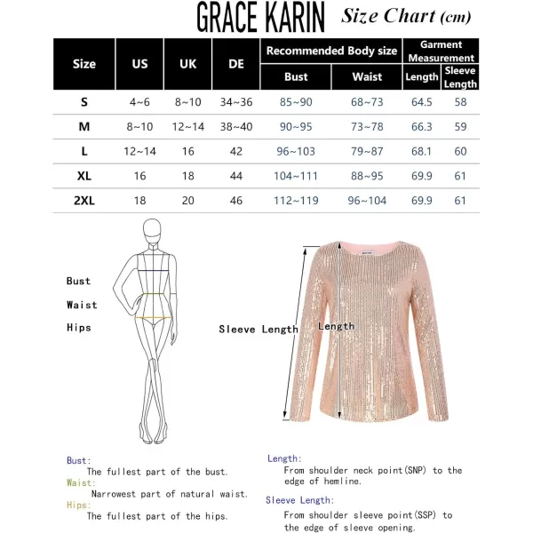 GRACE KARIN Sequin Tops for Women Sparkly Top Glitter Evening Party Shiny Split Mesh Back Long Sleeve BlousesGreen