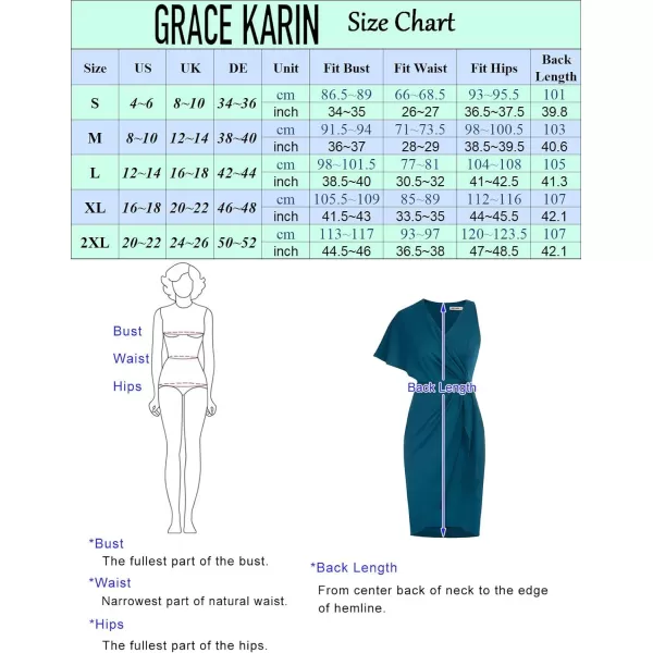 GRACE KARIN Summer Formal Midi Dresses for Women Wrap VNeck Asymmetrical Sleeve Rouched Bodycon Cocktail Dress Tie FrontBright Red