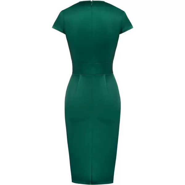 GRACE KARIN Vintage Floral Cocktail Dress Cap Sleeve Retro Vintage Pencil DressDark Green Satin