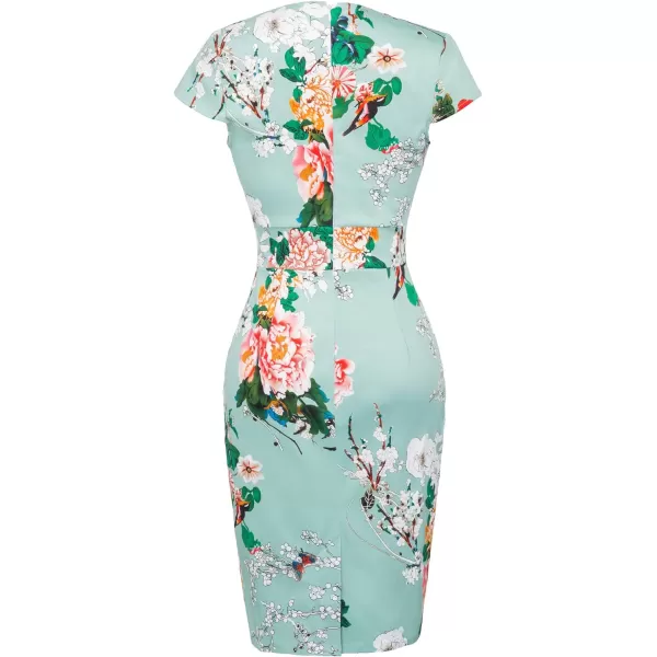 GRACE KARIN Vintage Floral Cocktail Dress Cap Sleeve Retro Vintage Pencil DressFr18