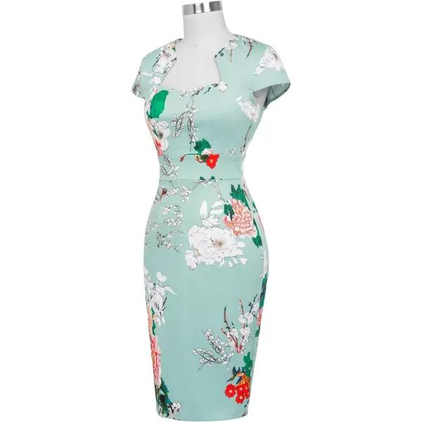 GRACE KARIN Vintage Floral Cocktail Dress Cap Sleeve Retro Vintage Pencil DressFr18