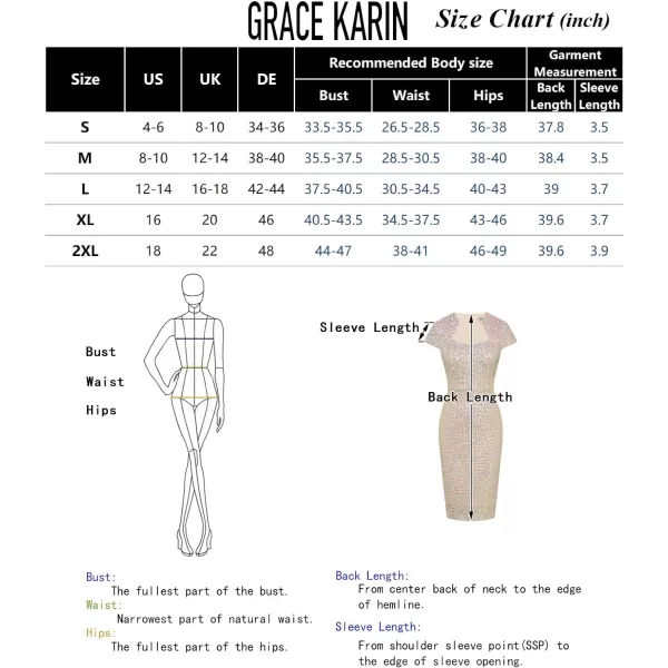 GRACE KARIN Vintage Floral Cocktail Dress Cap Sleeve Retro Vintage Pencil DressGold Sequin