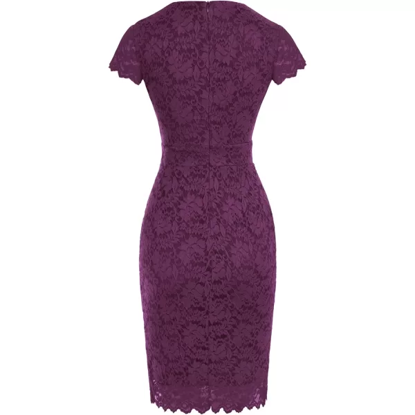 GRACE KARIN Vintage Floral Cocktail Dress Cap Sleeve Retro Vintage Pencil DressPurple Lace