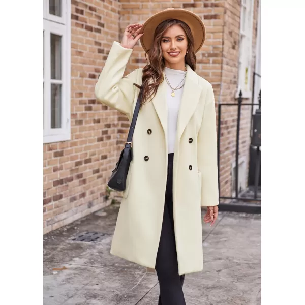 GRACE KARIN Winter Coats For Women Double Breasted Pea Coats Mid Long Wool Coats Oversized Trench Coats JacketsApricot