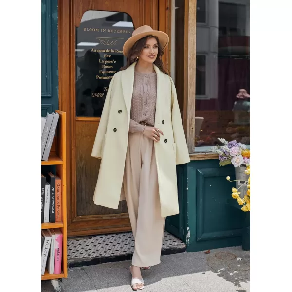 GRACE KARIN Winter Coats For Women Double Breasted Pea Coats Mid Long Wool Coats Oversized Trench Coats JacketsApricot