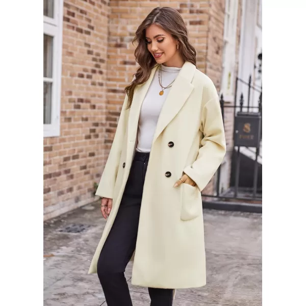 GRACE KARIN Winter Coats For Women Double Breasted Pea Coats Mid Long Wool Coats Oversized Trench Coats JacketsApricot