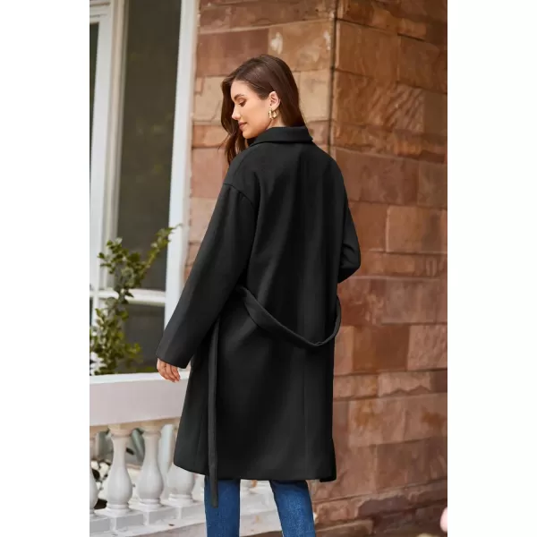 GRACE KARIN Winter Coats For Women Double Breasted Pea Coats Mid Long Wool Coats Oversized Trench Coats JacketsBlack