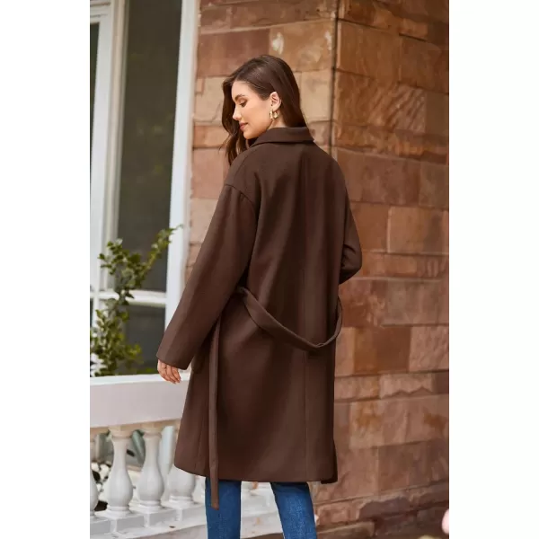 GRACE KARIN Winter Coats For Women Double Breasted Pea Coats Mid Long Wool Coats Oversized Trench Coats JacketsBrown