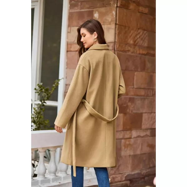 GRACE KARIN Winter Coats For Women Double Breasted Pea Coats Mid Long Wool Coats Oversized Trench Coats JacketsCamel