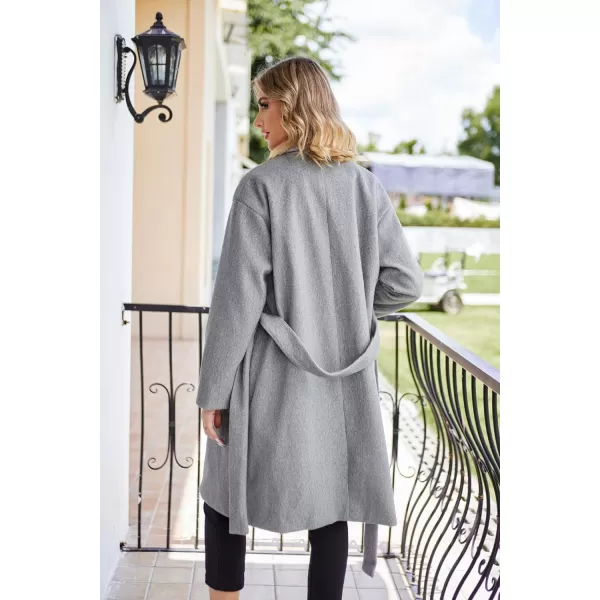 GRACE KARIN Winter Coats For Women Double Breasted Pea Coats Mid Long Wool Coats Oversized Trench Coats JacketsGrey