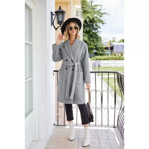 GRACE KARIN Winter Coats For Women Double Breasted Pea Coats Mid Long Wool Coats Oversized Trench Coats JacketsGrey