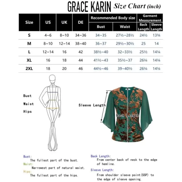 GRACE KARIN Women 34 Chiffon Sleeve Dressy Blouse Wrap Elastic Shirt Business Casual Party Flattering Tops 2023 FashionGreen Brown