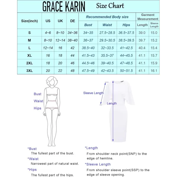 GRACE KARIN Women 34 Ruffle Sleeve Slim Fit Business Pencil DressPlain Whitelined