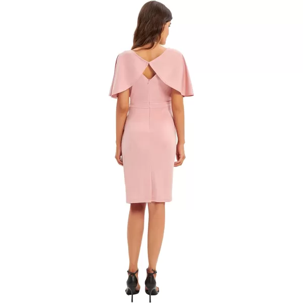 GRACE KARIN Women 34 Ruffle Sleeve Slim Fit Business Pencil DressRuchedpink