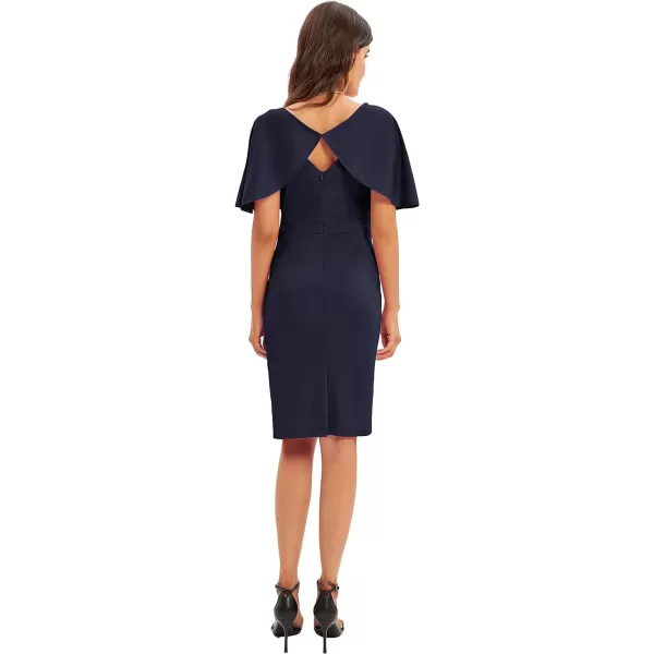 GRACE KARIN Women 34 Ruffle Sleeve Slim Fit Business Pencil DressRuchnavy Blue