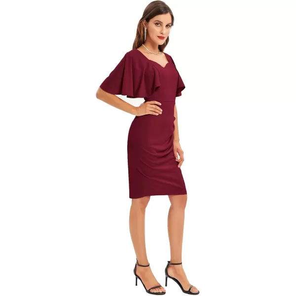 GRACE KARIN Women 34 Ruffle Sleeve Slim Fit Business Pencil DressRuchwine