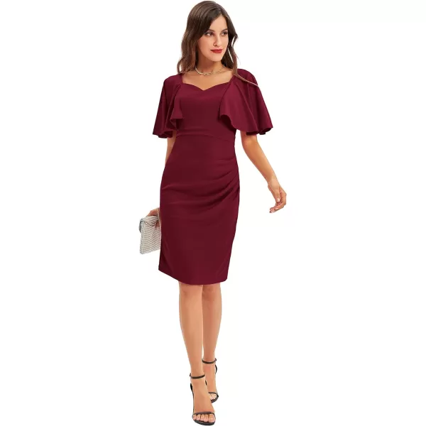 GRACE KARIN Women 34 Ruffle Sleeve Slim Fit Business Pencil DressRuchwine