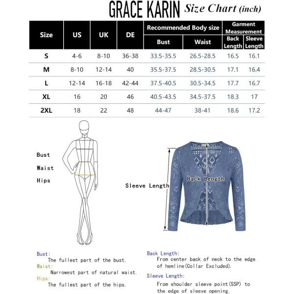 GRACE KARIN Women 34 Sleeve Cropped Shrug Cardigan Tie Front V Neck Crochet Bolero Shrug for Dresses Knit Top 2024 SummerBlack