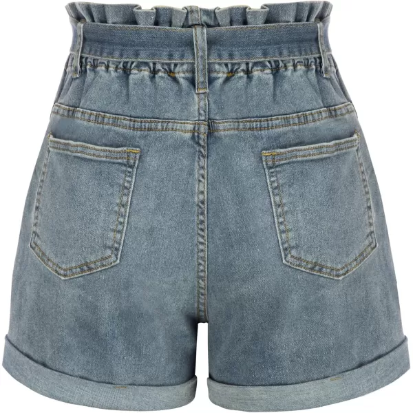 GRACE KARIN Women Bowknot Tie Waist Summer Casual Shorts with PocketsAazure Bluejean