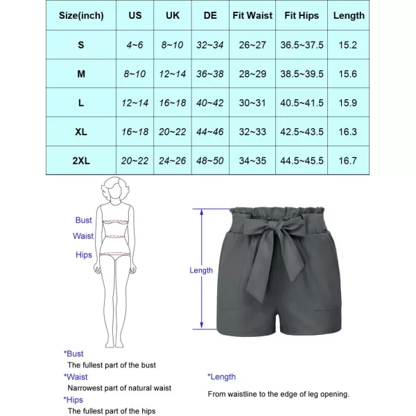 GRACE KARIN Women Bowknot Tie Waist Summer Casual Shorts with PocketsCl93charcoal Gray