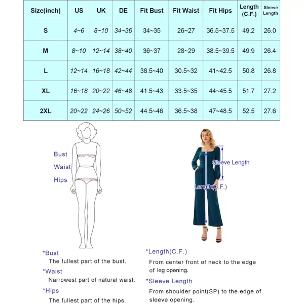 GRACE KARIN Women Casual Square Neck Long Sleeve Wide Leg Jumpsuits with PocketsBlack Long