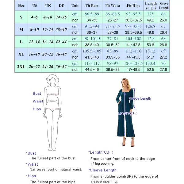 GRACE KARIN Women Casual Square Neck Long Sleeve Wide Leg Jumpsuits with PocketsGreen