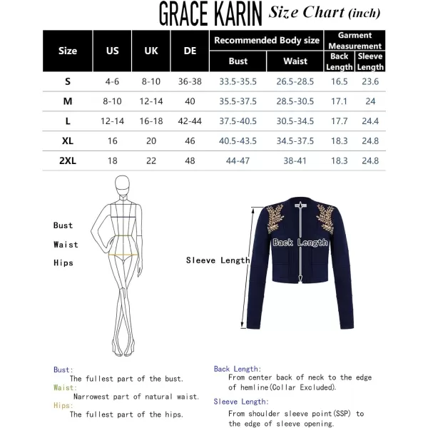 GRACE KARIN Women Cropped Cardigan Long Sleeve Lightweight Bolero Shrugs Elegant Sweater Tops with Rhinestone SXXLBluerhinestone