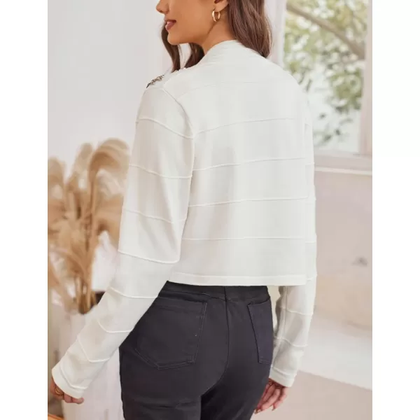 GRACE KARIN Women Cropped Cardigan Long Sleeve Lightweight Bolero Shrugs Elegant Sweater Tops with Rhinestone SXXLIvory Whiterhinestone